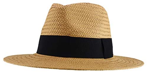 Trendy Apparel Shop Men's Toyo Braid Wide Band Large Brim Fedora Hat