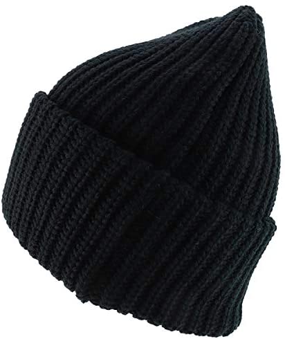 Trendy Apparel Shop Long Cuffed Plain Thick Ribbed Chunky Knit Winter Beanie Hat