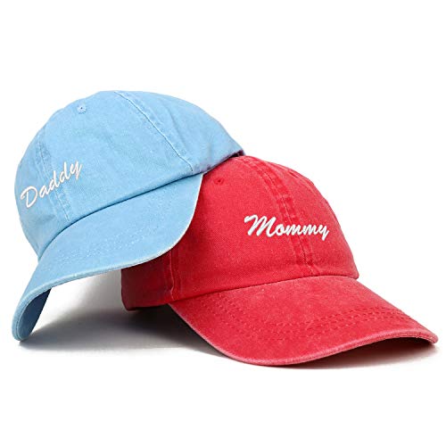 Trendy Apparel Shop Script Mommy and Daddy Pigment Dyed Couple 2 Pc Cap Set