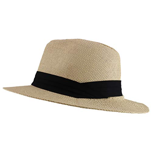 Trendy Apparel Shop Men's Paper Woven Flat Brim Summer Fedora Hat