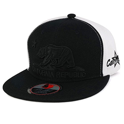 Trendy Apparel Shop Kids 3D Embroidered California Republic Bear Flatbill Snapback Cap