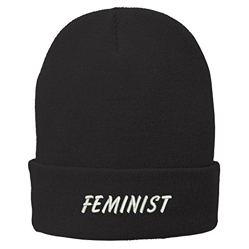 Trendy Apparel Shop Feminist Embroidered Winter Cuff Long Beanie