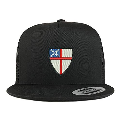 Trendy Apparel Shop Episcopal Shield 5 Panel Flatbill Trucker Mesh Snapback Cap