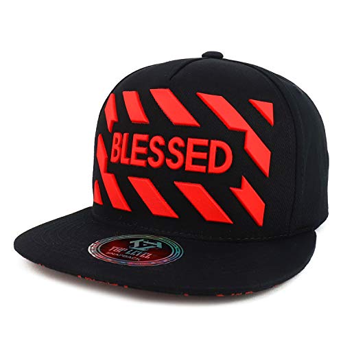 Trendy Apparel Shop 3D Rubber Blessed 5 Panel Flatbill Cotton Snapback Hat