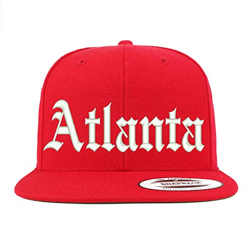 Trendy Apparel Shop Old English Font Atlanta City Embroidered Flat Bill Cap