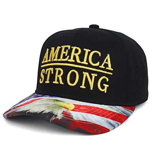 Trendy Apparel Shop America Strong Embroidered Eagle Print Bill USA Baseball Cap