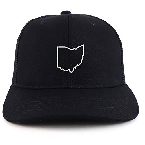 Trendy Apparel Shop Ohio State Outline Two Tone Mesh Back Trucker Baseball Cap