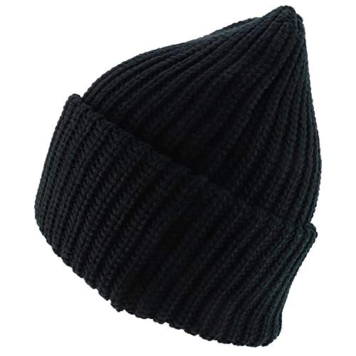 Trendy Apparel Shop Long Cuffed Plain Thick Ribbed Chunky Knit Winter Beanie Hat