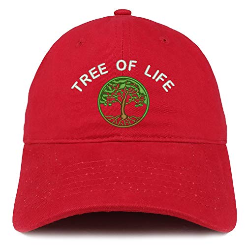 Trendy Apparel Shop Tree of Life Embroidered Soft Crown 100% Brushed Cotton Cap
