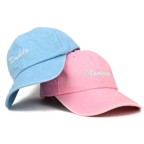 Trendy Apparel Shop Script Mommy and Daddy Pigment Dyed Couple 2 Pc Cap Set