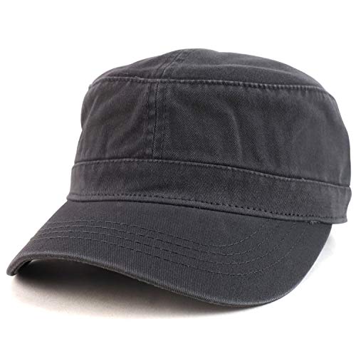 Trendy Apparel Shop Cotton Army Cap Military Flat Top Adjustable Baseball Cap