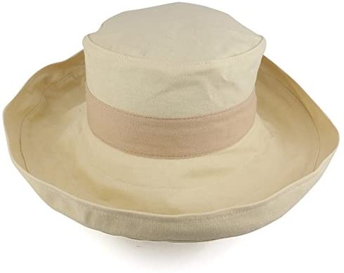 Trendy Apparel Shop Large Brim Summer Style Canvas Cotton Bucket Hat with Hat Band