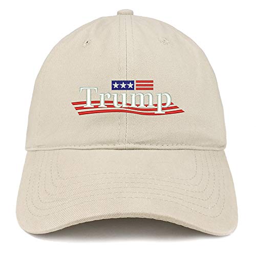 Trendy Apparel Shop Trump Wavy Small Flag Embroidered 100% Cotton Adjustable Cap Dad Hat