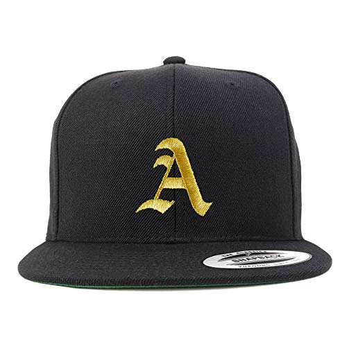 Trendy Apparel Shop Old English Gold A Embroidered Snapback Flatbill Baseball Cap