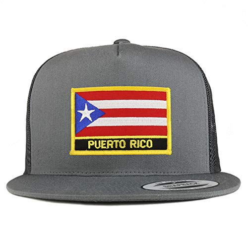 Trendy Apparel Shop Flexfit XXL Puerto Rico Flag 5 Panel Flatbill Trucker Mesh Snapback Cap