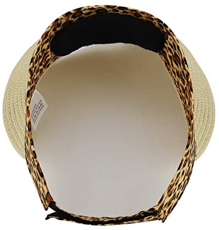 Trendy Apparel Shop Leopard Print Headband Paper Braid Adjustable Sun Visor Hat