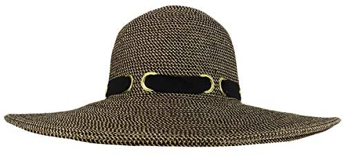Trendy Apparel Shop UPF 50+ Paper Braid Flat Brim Ribbon Gromet Tie Sun Hat