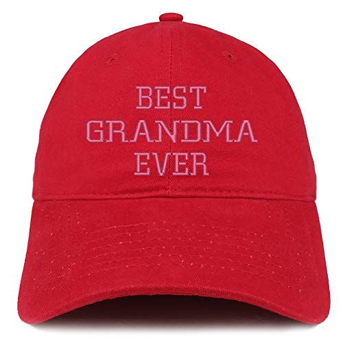 Trendy Apparel Shop Best Grandma Ever Pink Embroidered Soft Crown 100% Brushed Cotton Cap