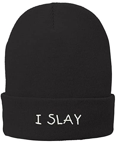 Trendy Apparel Shop I Slay Embroidered Soft Stretchy Winter Long Beanie