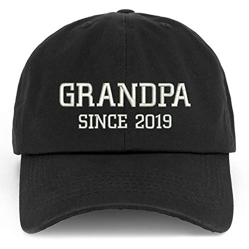 Trendy Apparel Shop XXL Grandpa Since 2019 Embroidered Unstructured Cotton Cap