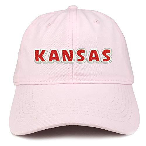 Trendy Apparel Shop Kansas Bold Text Embroidered Soft Crown 100% Brushed Cotton Cap