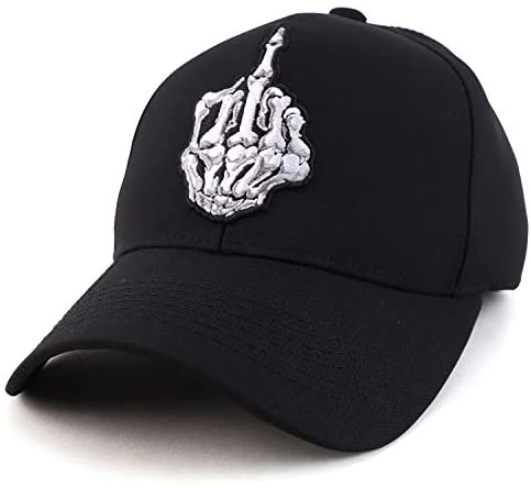 Trendy Apparel Shop Skull Finger Embroidered Structured Baseball Cap
