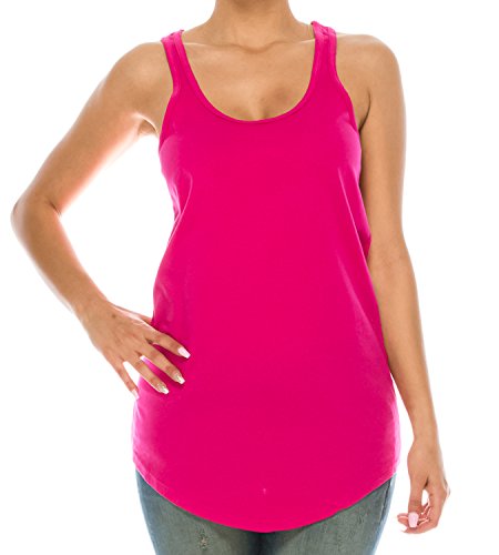 Trendy Apparel Shop Plain Racerback Scallop Bottom Tank Top