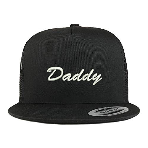 Trendy Apparel Shop Flexfit Daddy Script Font Embroidered 5 Panel Flatbill Snapback Mesh Cap