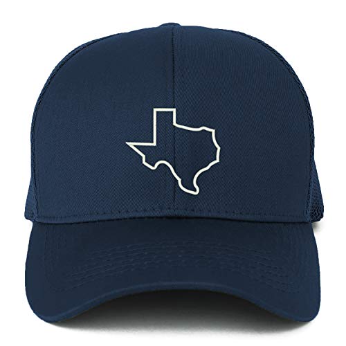 Trendy Apparel Shop XXL Texas State Outline Embroidered Structured Trucker Mesh Cap