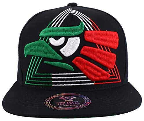 Trendy Apparel Shop Mexico Eagle Triangle Embroidered 5 Panel Flatbill Snapback Baseball Cap