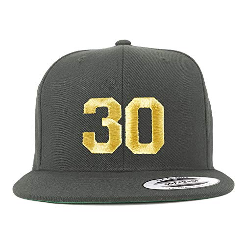 Trendy Apparel Shop Number 30 Gold Thread Flat Bill Snapback Baseball Cap