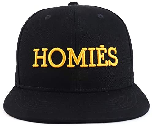 Trendy Apparel Shop Homies 3D Embroidered Flatbill Snapback Baseball Cap - Black