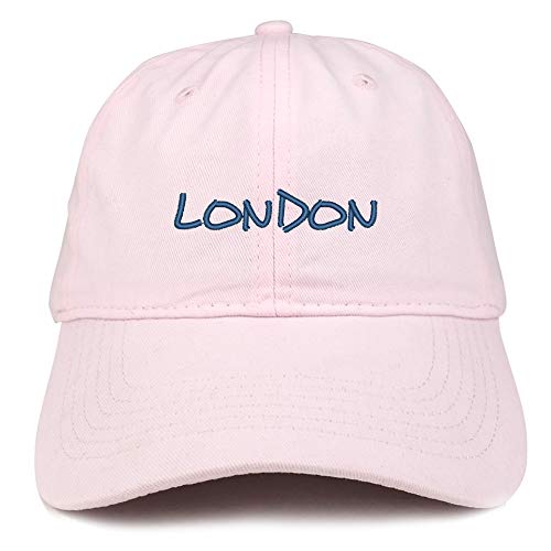 Trendy Apparel Shop London Text Embroidered Soft Crown 100% Brushed Cotton Cap