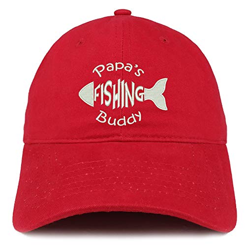 Trendy Apparel Shop Papa's Fishing Buddy Embroidered Soft Crown 100% Brushed Cotton Cap