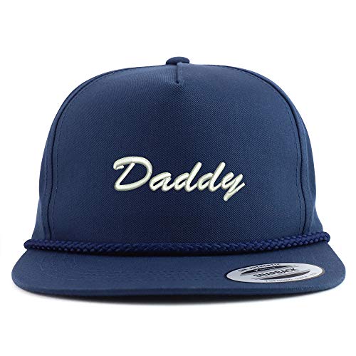 Trendy Apparel Shop Daddy Script Embroidered 5 Panel Flatbill Braid Snapback Golf Cap