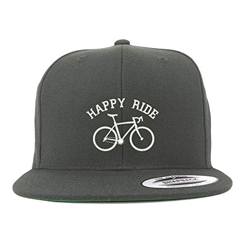 Trendy Apparel Shop Happy Ride Embroidered Flat Bill Snapback Cap