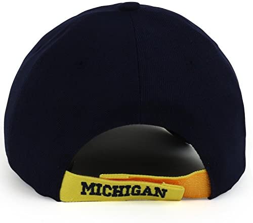 Trendy Apparel Shop Michigan State Text 3D Embroidered Structured Baseball Cap - Navy Yellow