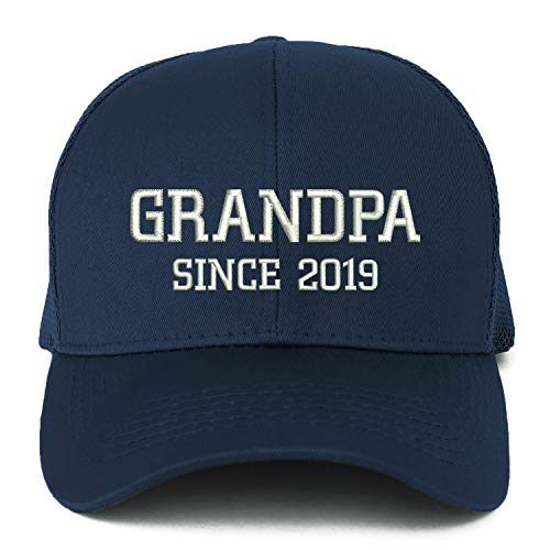 Trendy Apparel Shop XXL Grandpa Since 2019 Embroidered Structured Trucker Mesh Cap