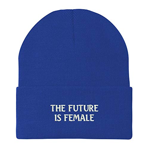 Trendy Apparel Shop The Future is Female Embroidered Winter Cuff Long Beanie