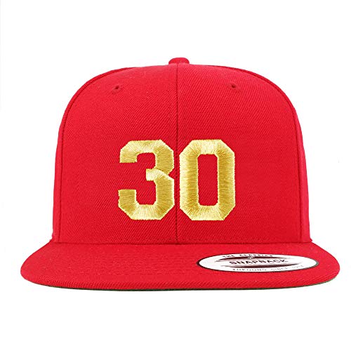 Trendy Apparel Shop Number 30 Gold Thread Flat Bill Snapback Baseball Cap