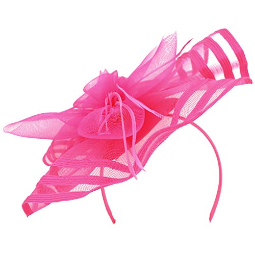 Trendy Apparel Shop Horsehair Feather Trim Flower Fascinator Binded Hem Edge