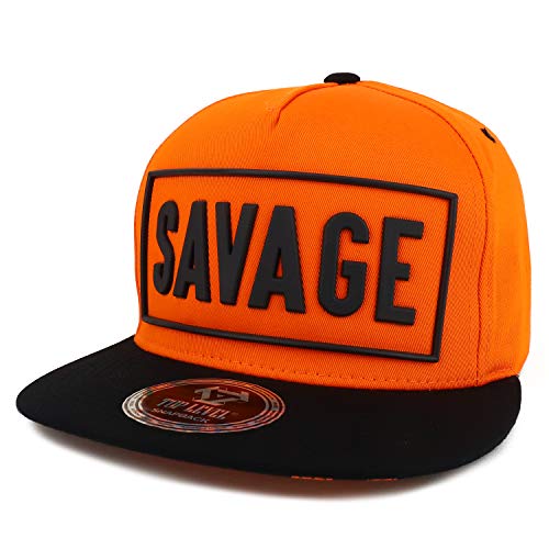 Trendy Apparel Shop Rubber Savage Patch 5 Panel Cotton Flatbill Snapback Hat
