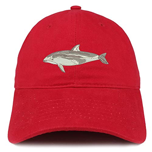 Trendy Apparel Shop Pacific White Dolphin Embroidered Brushed Cotton Cap