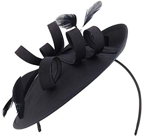 Trendy Apparel Shop Ladies Satin Fascinator with Feathers and Loop Bands