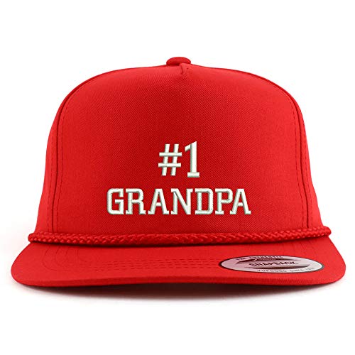 Trendy Apparel Shop Number 1 Grandpa Embroidered 5 Panel Flatbill Braid Snapback Golf Cap