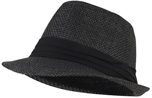 Trendy Apparel Shop Kid's Lightweight Straw Fedora Hat with Hat Band