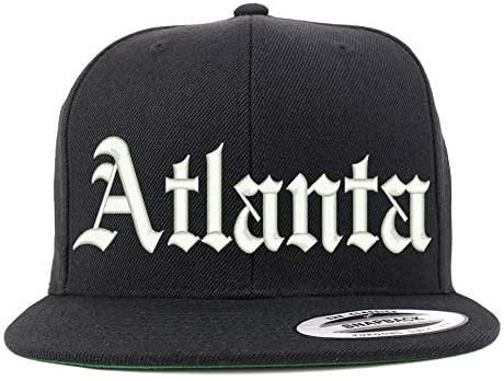 Trendy Apparel Shop Old English Font Atlanta City Embroidered Flat Bill Cap