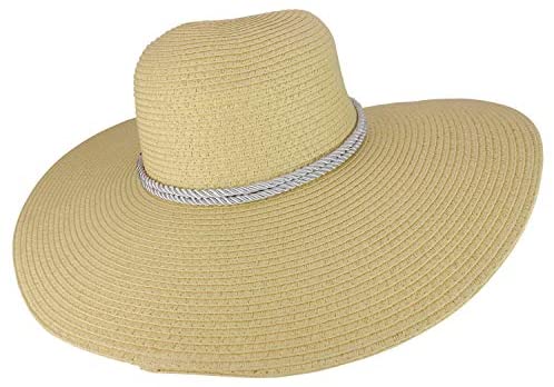 Trendy Apparel Shop Anchor Decorated Band Paper Braid Wide Brim Sun Hat