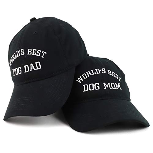 Trendy Apparel Shop World's Best Dog Mom and Dad Ever Soft Cotton 2 Pc Cap Set