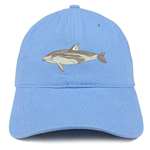 Trendy Apparel Shop Pacific White Dolphin Embroidered Brushed Cotton Cap